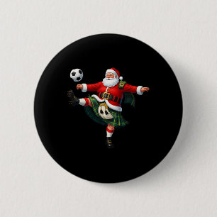 Badge Rond 5 Cm Noël Football Santa Drôle Footbyll Festif Joyeux