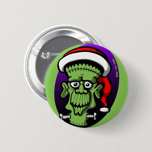Badge Rond 5 Cm Noël Frankenstein (Devant & derrière)