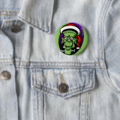 Badge Rond 5 Cm Noël Frankenstein (En situation)