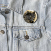 Badge Rond 5 Cm Noël gris Kitty IIII (En situation)