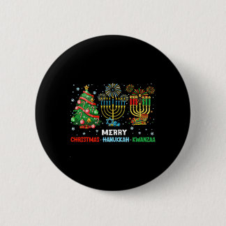 Badge Rond 5 Cm Noël Hanoukka Kwanzaa Joyeux Joyeux Vacances Corre