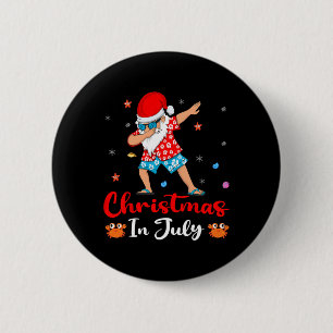 Badge Rond 5 Cm Noël hawaïen Dab Dabbing Père Noël Eté Noël Je