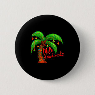 Badge Rond 5 Cm Noël hawaïen Mele Kalikimaka Cocotier