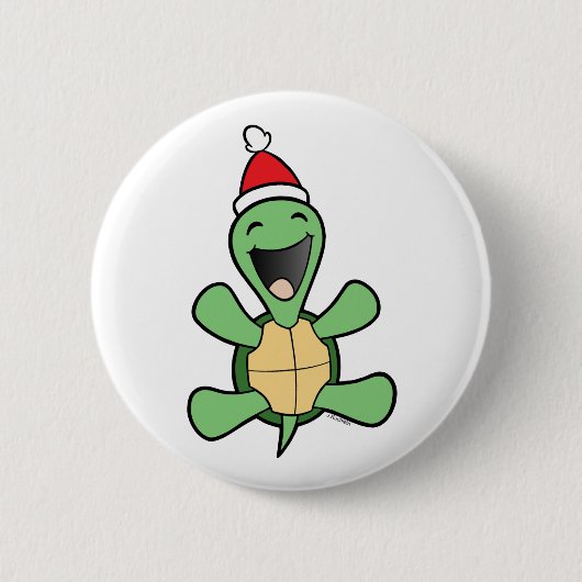 Badge Rond 5 Cm Noël heureux de tortue (Devant)