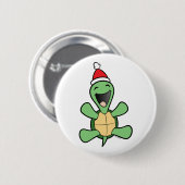 Badge Rond 5 Cm Noël heureux de tortue (Devant & derrière)