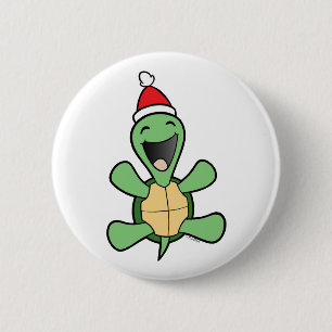 Badge Rond 5 Cm Noël heureux de tortue