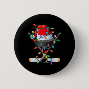 Badge Rond 5 Cm Noël Hockey Noël Père Noël Sports Casquette Ball K