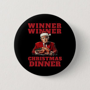 Badge Rond 5 Cm Noël humoristique Trump - Gagnant Gagnant Noël