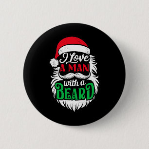 Badge Rond 5 Cm Noël J'Aime Un Homme Avec Une Barbe Drôle Père Noë