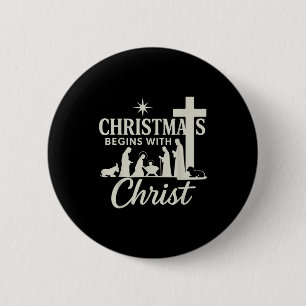 Badge Rond 5 Cm Noël Jésus Commence Avec Le Christ Pjs Pyjama Enfa