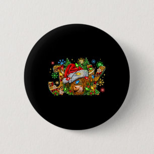 Badge Rond 5 Cm Noël Joie Cute Highland Vache Avec Santa Hat Xma