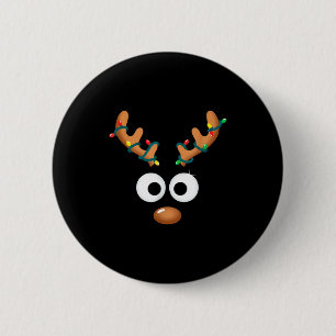 Badge Rond 5 Cm Noël Jolis Bois de Renne Visage Cerfs enveloppés D