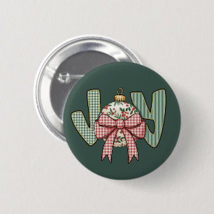 Badge Rond 5 Cm Noël Joy Bow et Ornement Prépa Fêtes de fin d'anné