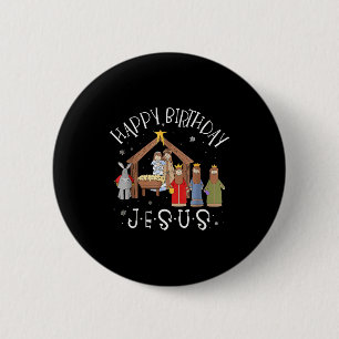 Badge Rond 5 Cm Noël Joyeux Anniversaire Jésus Christmas Nativité