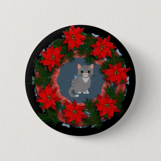 Badge Rond 5 Cm Noël Kitty (Devant)