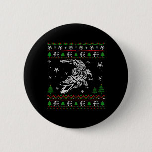 Badge Rond 5 Cm Noël laid pour les amoureux de l'alligator amusant