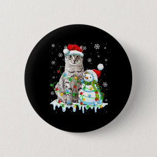 Badge Rond 5 Cm Noël Light Snowman égyptien Mau Cat Pet Lover