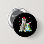 Badge Rond 5 Cm Noël Light Snowman égyptien Mau Cat Pet Lover (Devant & derrière)