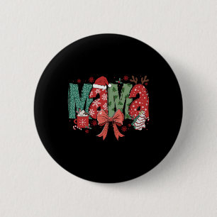 Badge Rond 5 Cm Noël Mama Coquette Bow Mama Claus Noël T