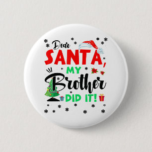 Badge Rond 5 Cm Noël Matching Famille Cher Père Noël Mon Frère Di