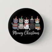 Badge Rond 5 Cm Noël Meowy Bonne année Chat Amoureux des chats Noë (Devant)