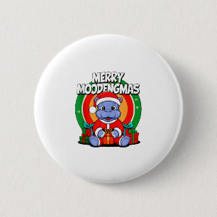 Badge Rond 5 Cm Noël Moo Deng Merry Moodengmas Baby Hippo Chr
