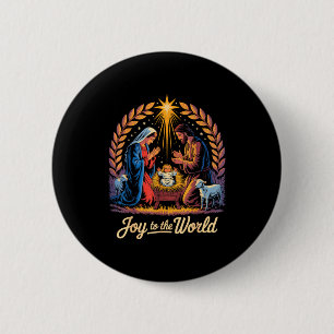 Badge Rond 5 Cm Noël Nativité Naissance Chrétienne De Jésus Joie À