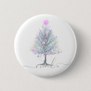 Badge Rond 5 Cm Noel Noël artistique aux lumières pastel