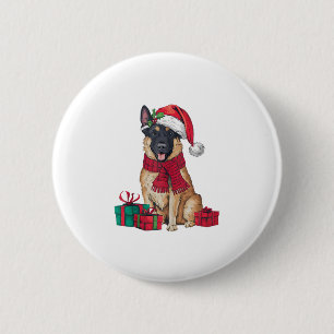 Badge Rond 5 Cm Noël Noël Noël Fête du Père Noël Malinois