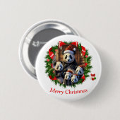 Badge Rond 5 Cm Noël Ours Panda (Devant & derrière)