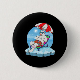 Badge Rond 5 Cm Noël ours polaire en juillet Clima vacances d'hive