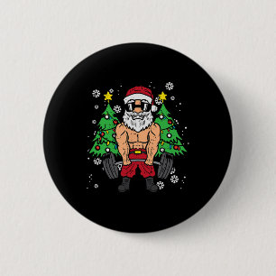 Badge Rond 5 Cm Noël Père Noël Deadlift Xmas Weighight-lift Gym Me