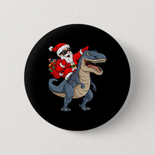 Badge Rond 5 Cm Noël Père Noël équitation Dinosaur T Rex Garçons K
