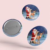 Badge Rond 5 Cm Noël Père Noël Et Rennes