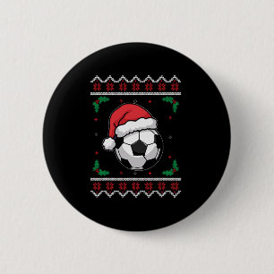 Badge Rond 5 Cm Noël Père Noël Football Noël Soccer moche Garçons