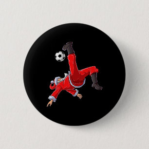 Badge Rond 5 Cm Noël Père Noël Soccer Bicyclette Kick Xmas Boys Ho