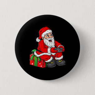 Badge Rond 5 Cm Noël Père Noël Vidéo Gamer Contrôleur Garçons