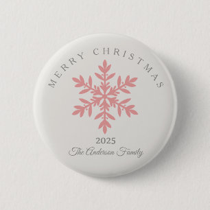 Badge Rond 5 Cm Noël personnalisé rose rose pink flocon de neige é