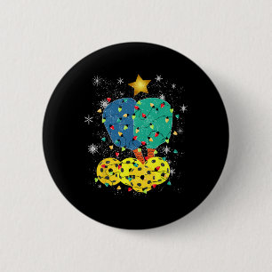 Badge Rond 5 Cm Noël Pickleball Santa Pickleball X Mas Lumières