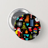 Badge Rond 5 Cm Noël Pixel (Devant & derrière)