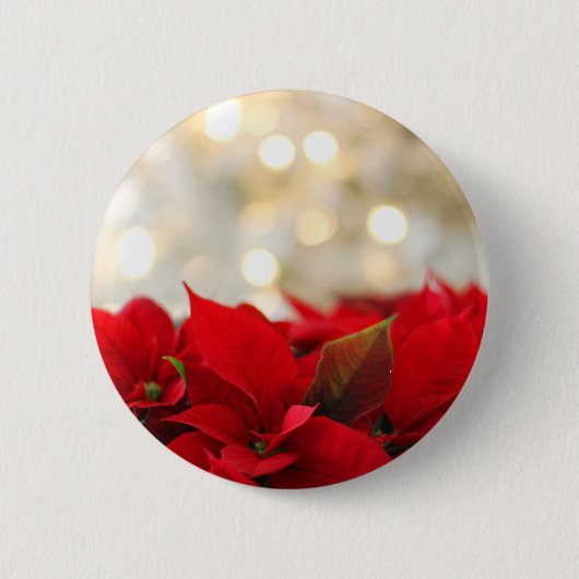 Badge Rond 5 Cm Noël Poinsettia (Devant)