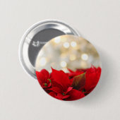 Badge Rond 5 Cm Noël Poinsettia (Devant & derrière)