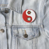 Badge Rond 5 Cm Noël Poinsettia Yin Yang (En situation)
