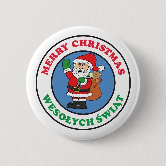 Badge Rond 5 Cm Noël polonais Wesolych Swiat (Devant)