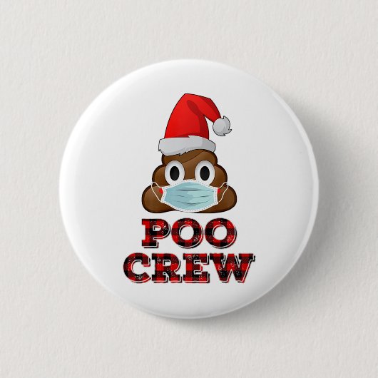 Badge Rond 5 Cm Noel Poo maillot visage Masque Poop Emoji Rouge (Devant)