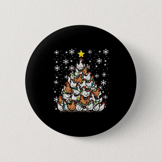 Badge Rond 5 Cm Noël Poulets Noël Noël Arbre poules Fermière Femme (Devant)