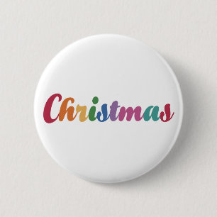 Badge Rond 5 Cm Noël Rainbow