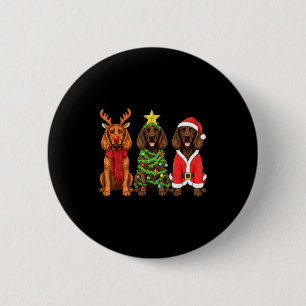 Badge Rond 5 Cm Noël Rétro Boykin Spaniel Père Noël Renne Chien