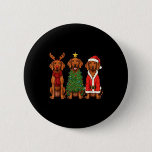Badge Rond 5 Cm Noël Rétro Vizsla Père Noël Renne Amoureux des Chi