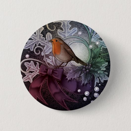 Badge Rond 5 Cm Noël Robin (Devant)